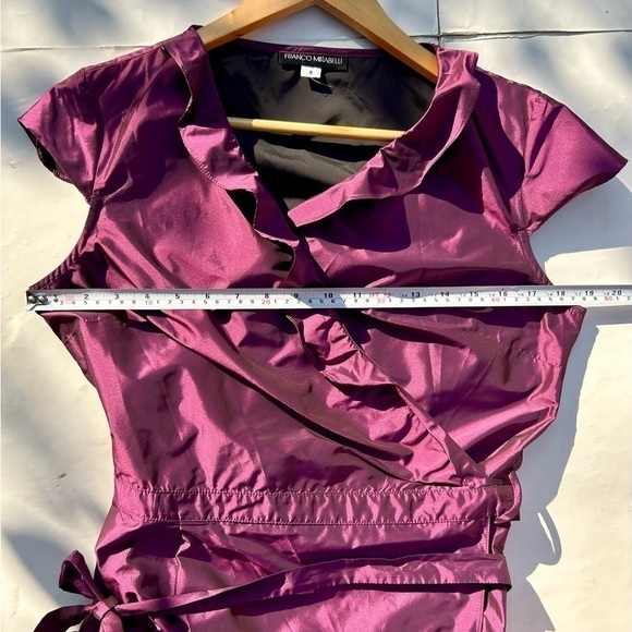 FRANCO Mirabelli fuchsia pink purple wrap ruffles dress - Picture 5 of 8